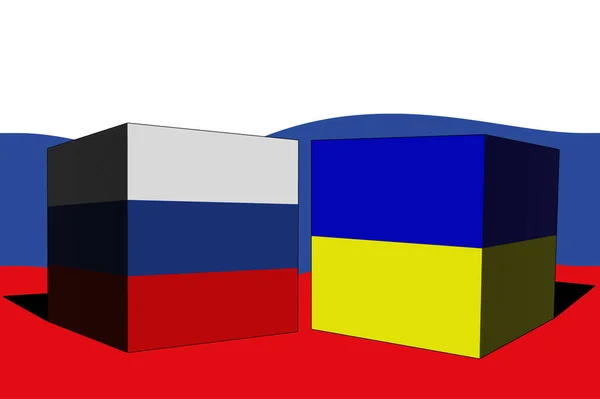 Ucraina Russia Conflitto Tra Russia Ucraina Concetto Guerra Russia Bandiera — Foto Stock