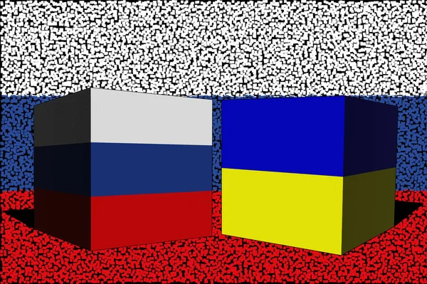 Ucraina Russia Conflitto Tra Russia Ucraina Concetto Guerra Russia Bandiera — Foto Stock
