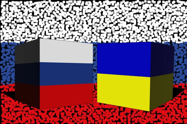 Ukrajina Rusko Konflikt Mezi Ruskem Ukrajinskou Válkou Rusko Vlajky Pozadí — Stock fotografie