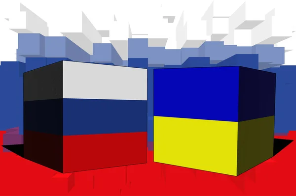 Ukrajina Rusko Konflikt Mezi Ruskem Ukrajinskou Válkou Rusko Vlajky Pozadí — Stock fotografie