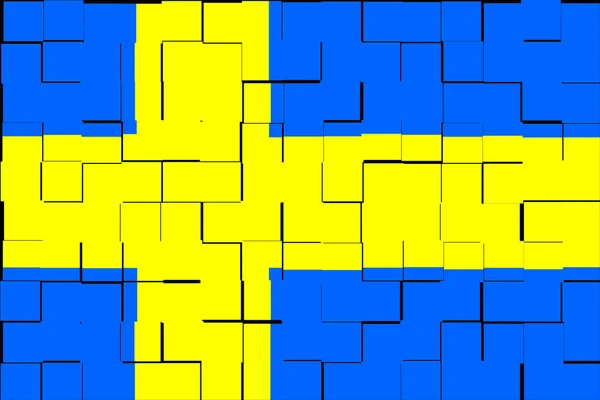 Svédország Svéd Zászló Vízszintes Kialakítás Svéd Zászló Ragyogása Vízszintes Kialakítás — Stock Fotó