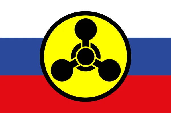 ロシアだ 化学兵器だ 化学兵器のシンボルでロシアの旗 ロシアの国旗のイラスト 水平デザイン 抽象的なデザイン イラスト — ストック写真