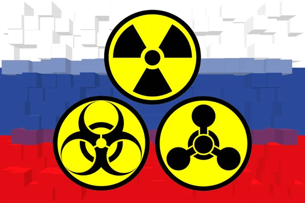 Rusia Armas Químicas Bandera Rusia Con Símbolo Armas Químicas Ilustración — Foto de Stock