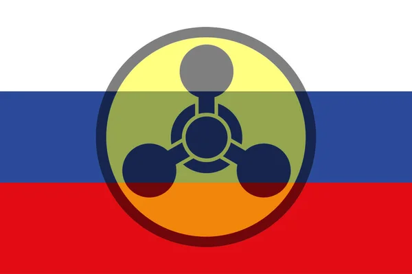 ロシアだ 化学兵器だ 化学兵器のシンボルでロシアの旗 ロシアの国旗のイラスト 水平デザイン 抽象的なデザイン イラスト — ストック写真