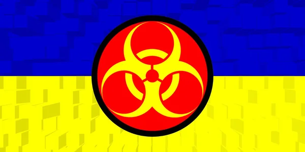 Ukraine. Chemical weapons. Ukrainian flag with chemical weapons symbol. Illustration of the flag of Ukraine. Horizontal design. Abstract design. Illustration. Map.