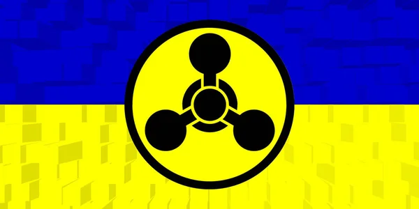 Ukraine. Chemical weapons. Ukrainian flag with chemical weapons symbol. Illustration of the flag of Ukraine. Horizontal design. Abstract design. Illustration. Map.