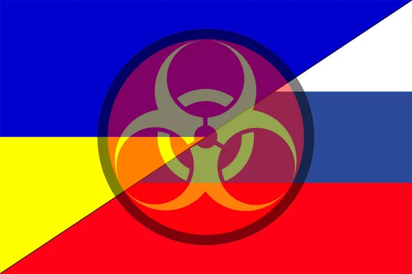 Украина Россия Химическое Оружие Флаг Украины России Символом Химического Оружия — стоковое фото