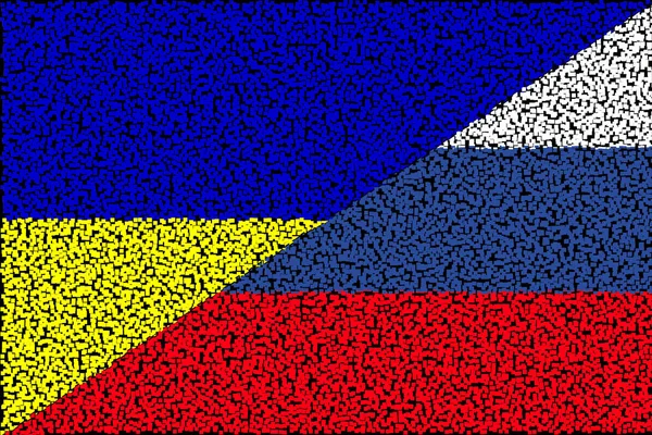 Ukraina Rosja Konflikt Między Rosją Koncepcją Wojny Ukrainie Flaga Ukrainy — Zdjęcie stockowe