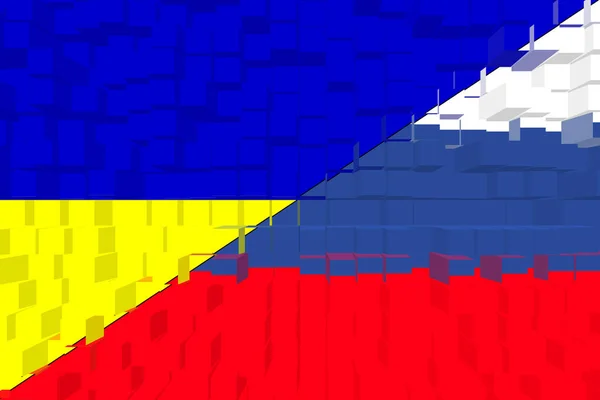 Україна Росія Конфлікт Між Росією Украйном Прапор України Прапор Росії — стокове фото