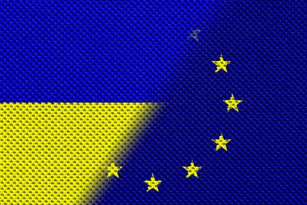 European Union Ukraine European Union Flag Ukraine Flag Concept Aid — Stock Photo, Image