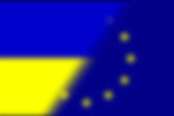 Europeiska Unionen Och Ukraina Europeiska Unionens Flagga Och Ukrainas Flagga — Stockfoto