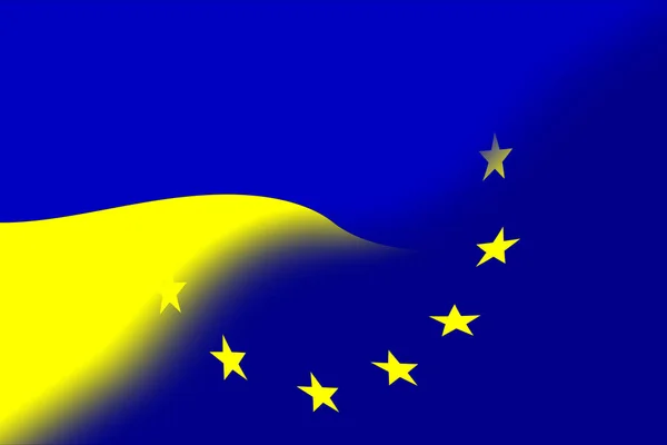 Unia Europejska Ukraina Flaga Unii Europejskiej Flaga Ukrainy Pojęcie Pomocy — Zdjęcie stockowe