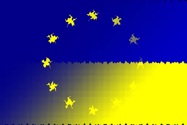Európai Unió Ukrajna Európai Unió Lobogója Ukrajna Lobogója Támogatás Fogalma — Stock Fotó