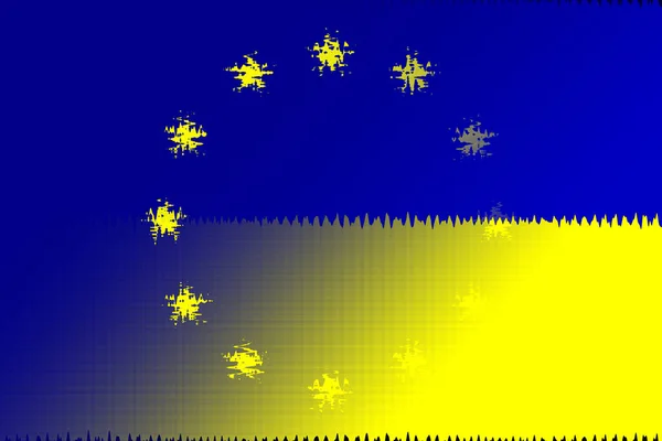 Unia Europejska Ukraina Flaga Unii Europejskiej Flaga Ukrainy Pojęcie Pomocy — Zdjęcie stockowe