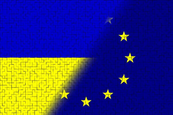 Европейский Союз Украина Флаг Европейского Союза Флаг Украины Концепция Помощи — стоковое фото