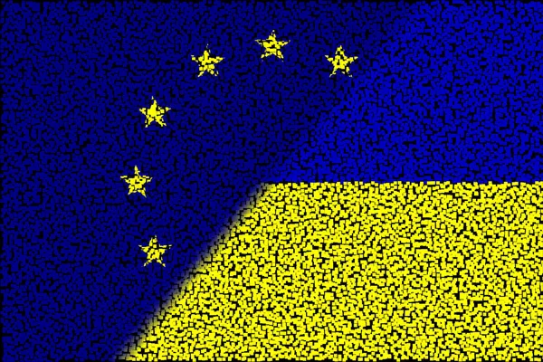 Union Européenne Ukraine Drapeau Union Européenne Drapeau Ukrainien Concept Aide — Photo