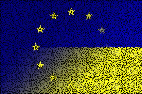 Union Européenne Ukraine Drapeau Union Européenne Drapeau Ukrainien Concept Aide — Photo