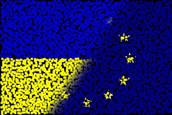 Unia Europejska Ukraina Flaga Unii Europejskiej Flaga Ukrainy Pojęcie Pomocy — Zdjęcie stockowe