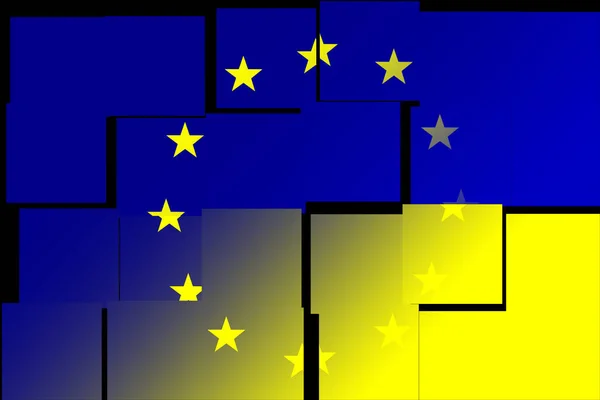 Evropská Unie Ukrajina Vlajky Evropské Unie Ukrajiny Pojem Pomoc Přidružení — Stock fotografie