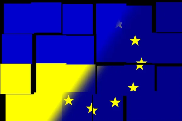 Unione Europea Ucraina Bandiera Dell Unione Europea Bandiera Ucraina Concetto — Foto Stock