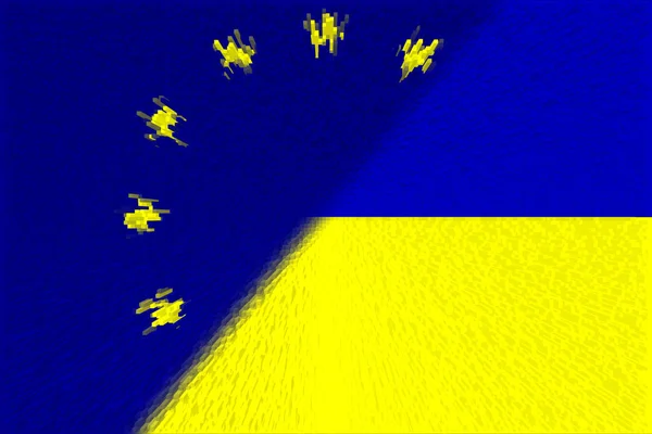 Европейский Союз Украина Флаг Европейского Союза Флаг Украины Концепция Помощи — стоковое фото
