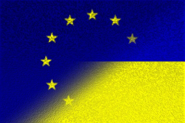 Europäische Union Und Ukraine Flagge Der Europäischen Union Und Der — Stockfoto