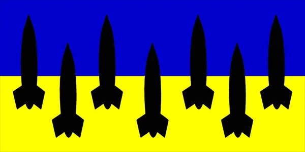 Ucrânia Armas Nucleares Bandeira Ucraniana Com Símbolo Armas Nucleares Com — Fotografia de Stock