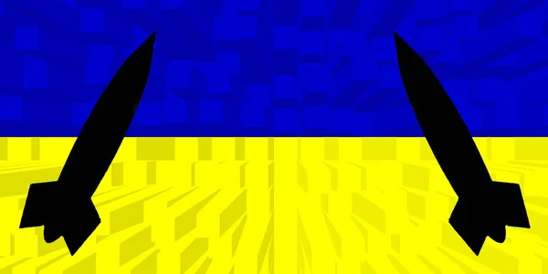 Ucraina Armi Nucleari Bandiera Ucraina Con Simbolo Armi Nucleari Con — Foto Stock