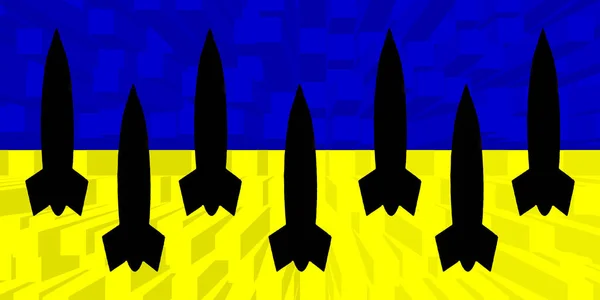 Україна Ядерна Зброя Український Прапор Символом Ядерної Зброї Ракетним Силуетом — стокове фото