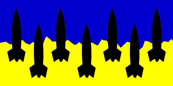 Ukraine Nuclear Weapons Ukrainian Flag Nuclear Weapons Symbol Missile Silhouette — Stock Photo, Image