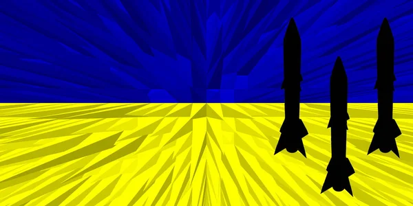 Україна Ядерна Зброя Український Прапор Символом Ядерної Зброї Ракетним Силуетом — стокове фото