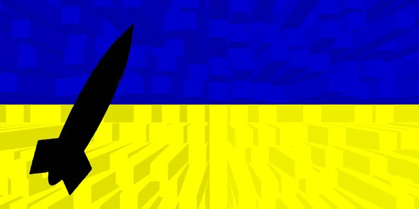 Ukrajnában Nukleáris Fegyverek Ukrán Zászló Nukleáris Fegyverek Szimbólum Rakéta Sziluett — Stock Fotó