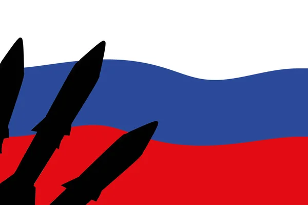 Rusland Kernwapens Russische Vlag Met Kernwapensymbool Met Raketsilhouet Illustratie Van — Stockfoto