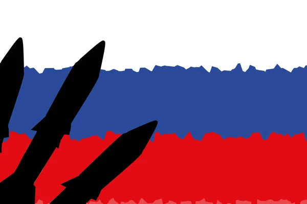 Russland Atomwaffen Russlands Flagge Mit Atomwaffensymbol Mit Raketensilhouette Illustration Der — Stockfoto