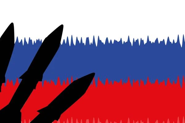 Russia Nuclear Weapons Russia Flag Nuclear Weapons Symbol Missile Silhouette — Stock Photo, Image