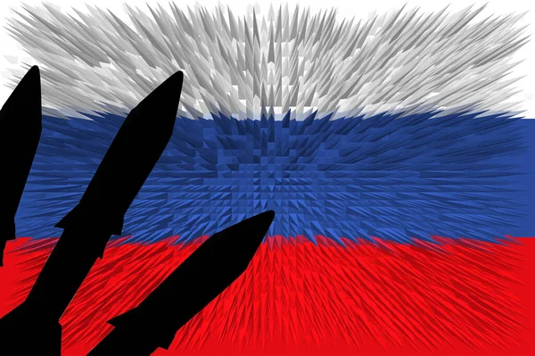 Ρωσία Πυρηνικά Όπλα Σημαία Ρωσίας Πυρηνικά Όπλα Σύμβολο Σιλουέτα Πυραύλων — Φωτογραφία Αρχείου