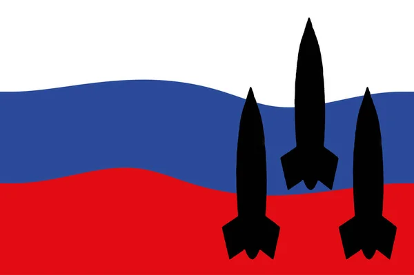 Oroszország Nukleáris Fegyverek Oroszország Zászló Nukleáris Fegyverek Szimbólum Rakéta Sziluett — Stock Fotó