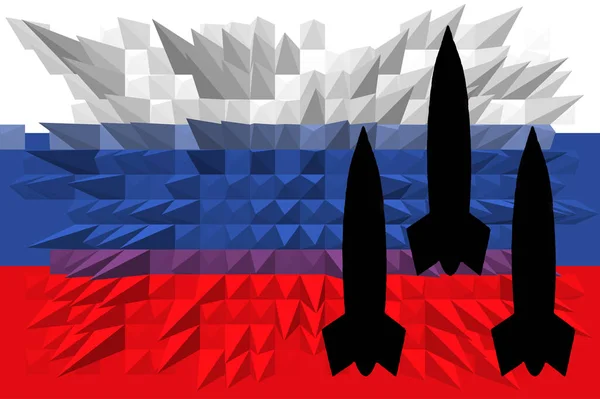 러시아 핵무기 러시아는 미사일 실루엣으로 핵무기 상징으로 깃발을 그린다 루시아의 — 스톡 사진