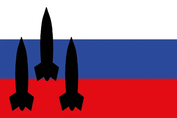 Rusia Armas Nucleares Bandera Rusia Con Símbolo Armas Nucleares Con — Foto de Stock