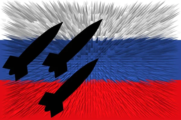 러시아 핵무기 러시아는 미사일 실루엣으로 핵무기 상징으로 깃발을 그린다 루시아의 — 스톡 사진