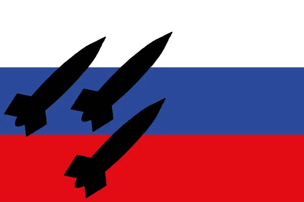 Russia Nuclear Weapons Russia Flag Nuclear Weapons Symbol Missile Silhouette — Stock Photo, Image