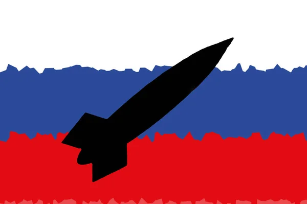 Rusya Nükleer Silahlar Rus Bayrağı Nükleer Silah Sembolü Füze Silueti — Stok fotoğraf