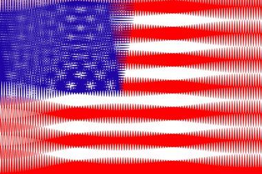 Amerika Birleşik Devletleri (ABD). Amerika Birleşik Devletleri Bayrağı (USA). Amerika Birleşik Devletleri (ABD) bayrağının çekilmesi. Yatay tasarım. Soyut tasarım. İllüzyon. Harita.