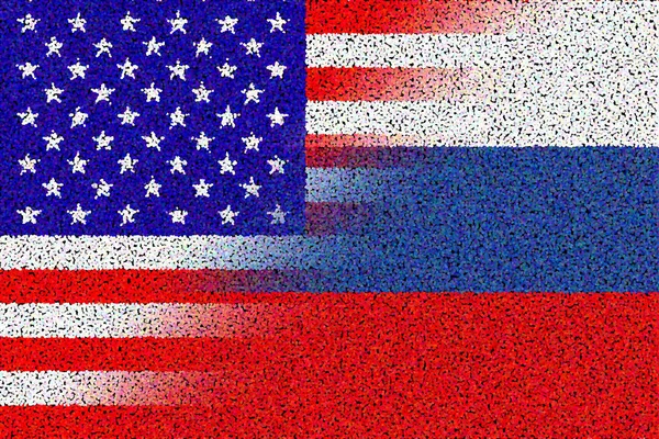 美利坚合众国 和俄罗斯 美国国旗和俄罗斯国旗 国家的战争概念 政治和经济关系 横向设计 摘要设计 说明1 — 图库照片