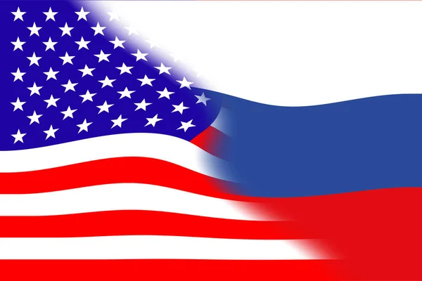 美利坚合众国 和俄罗斯 美国国旗和俄罗斯国旗 国家的战争概念 政治和经济关系 横向设计 摘要设计 说明1 — 图库照片