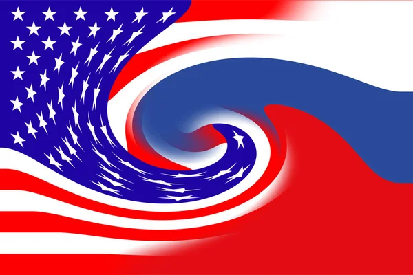 United States of America (USA) and Russia. USA flag and Russia flag. Concept of war of countries, political and economic relations. Horizontal design. Abstract design. Illustration.