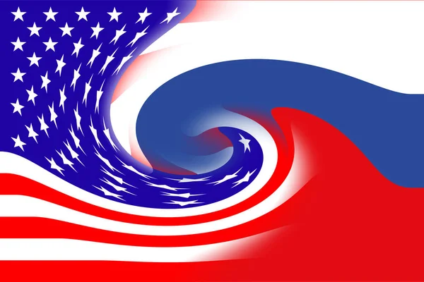 United States of America (USA) and Russia. USA flag and Russia flag. Concept of war of countries, political and economic relations. Horizontal design. Abstract design. Illustration.