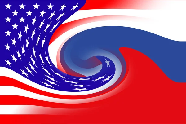 United States of America (USA) and Russia. USA flag and Russia flag. Concept of war of countries, political and economic relations. Horizontal design. Abstract design. Illustration.