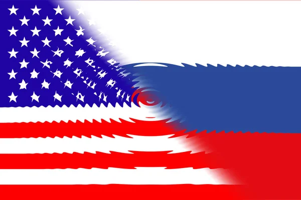 United States of America (USA) and Russia. USA flag and Russia flag. Concept of war of countries, political and economic relations. Horizontal design. Abstract design. Illustration.