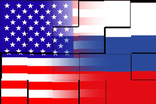 Vereinigten Staaten Von Amerika Usa Und Russland Flagge Der Usa — Stockfoto
